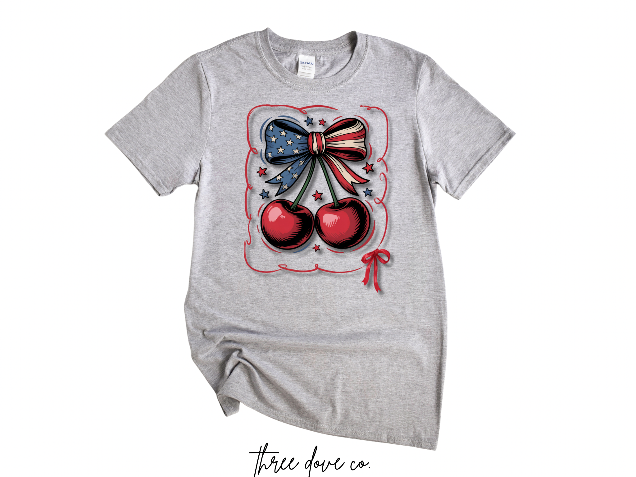 Patriotic Cherry Bow Tee