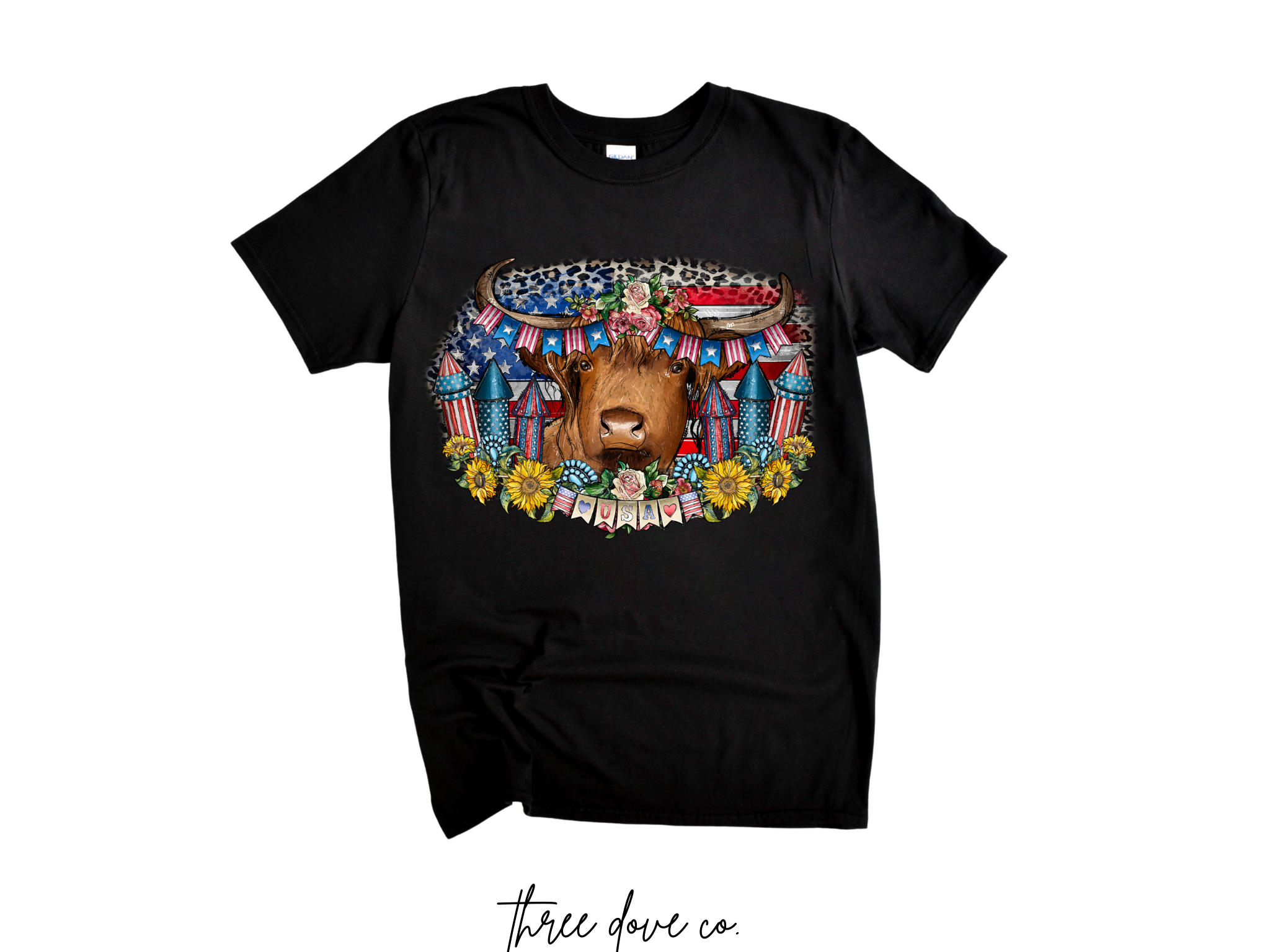 Floral Cow USA tee